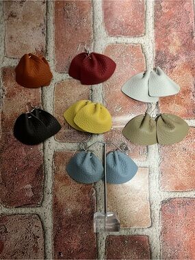 Handmade Leather Peony Petal Earrings - Assorted Colors (Set of 7)